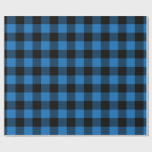Blauw en zwart Buffel Plaid Patterned Cadeaupapier (Vlak)