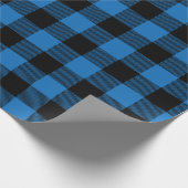 Blauw en zwart Buffel Plaid Patterned Cadeaupapier (Hoek)