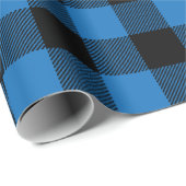 Blauw en zwart Buffel Plaid Patterned Cadeaupapier (Rol Hoek)
