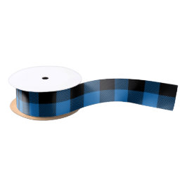 Blauw en zwart Buffel Plaid Patterned Satijnen Lint