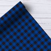 Blauw en zwart buffelplaid cadeaupapier