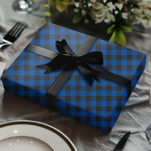 Blauw en zwart buffelplaid cadeaupapier