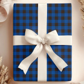 Blauw en zwart buffelplaid cadeaupapier