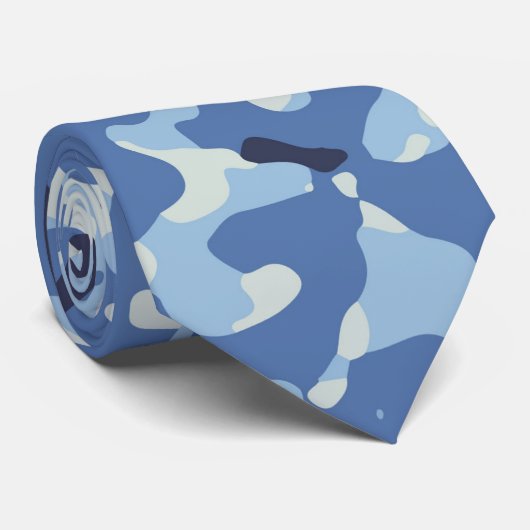 Blauw en zwart camouflage stropdas (Opgerold)