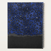 Blauw en zwart cheetah patroon gepersonaliseerd planner (Achterkant)
