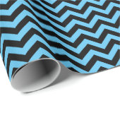 Blauw en zwart Chevron Pattern Cadeaupapier (Rol Hoek)