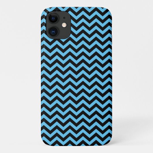 Blauw en zwart Chevron Pattern Case-Mate iPhone Case (Achterkant)