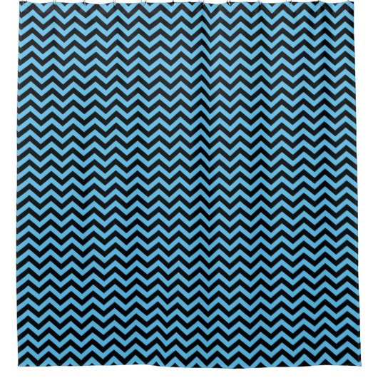Blauw en zwart Chevron Pattern Douchegordijn (Voorkant)