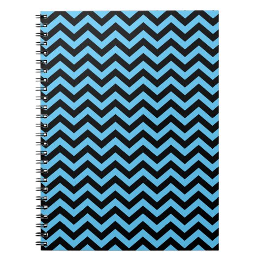 Blauw en zwart Chevron Pattern Notitieboek (Voorkant)