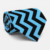Blauw en zwart Chevron Pattern Stropdas (Opgerold)