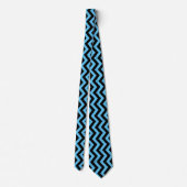 Blauw en zwart Chevron Pattern Stropdas (Achterkant)