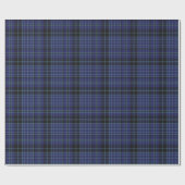 Blauw en zwart Clark Tartan Pset Wrapping Paper Cadeaupapier (Vlak)