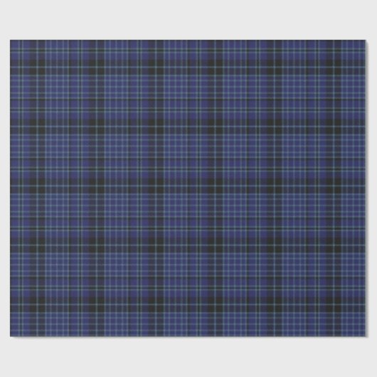 Blauw en zwart Clark Tartan Pset Wrapping Paper Cadeaupapier (Vlak)
