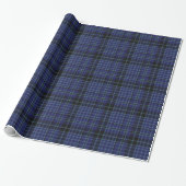Blauw en zwart Clark Tartan Pset Wrapping Paper Cadeaupapier (Uitgerold)