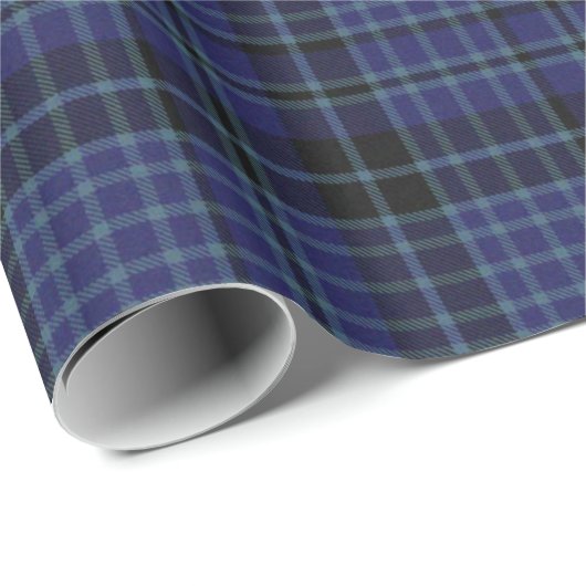 Blauw en zwart Clark Tartan Pset Wrapping Paper Cadeaupapier (Rol Hoek)