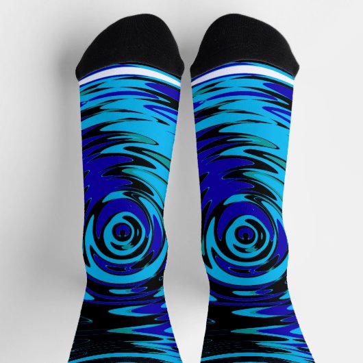 Blauw en zwart Crew Sokken met Abstracte Swirls (Top)