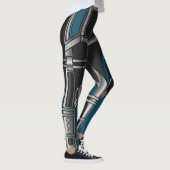Blauw en zwart cybernetisch pantser uiterlijk leggings (Rechts)