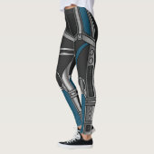 Blauw en zwart cybernetisch pantser uiterlijk leggings (Links)