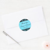Blauw en zwart Damask 1,5" Dank u Sticker (Envelop)