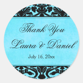 Blauw en zwart Damask 1,5" Dank u Sticker