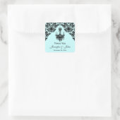 Blauw en zwart Damask Kroonluchter Favor Sticker (Tas)