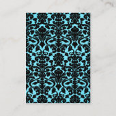 Blauw en zwart Damask op Linen Enclosure Kaart (Achterkant)