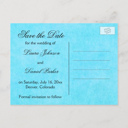 Blauw en zwart Damask Save the Date Kaart (Achterkant)