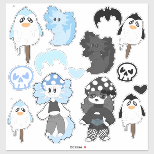 Blauw en Zwart decal sticker blad (Vel)