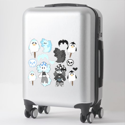 Blauw en Zwart decal sticker blad (Koffer)