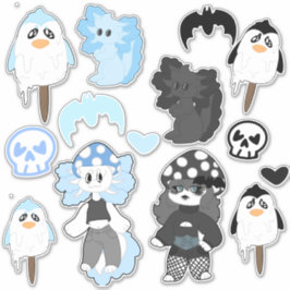 Blauw en Zwart decal sticker blad