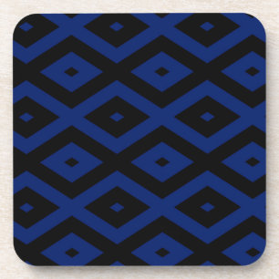 Blauw en zwart diamantpatroon bier onderzetter