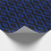 Blauw en zwart diamantpatroon cadeaupapier (Hoek)