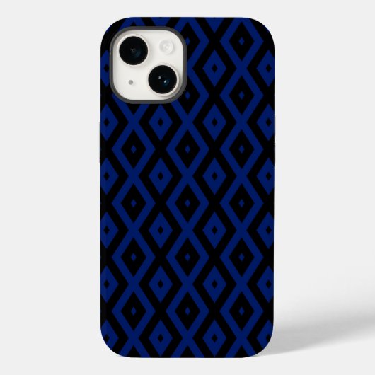 Blauw en zwart diamantpatroon Case-Mate iPhone case (Achterkant)