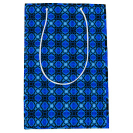 Blauw en zwart diamantpatroon medium cadeauzakje
