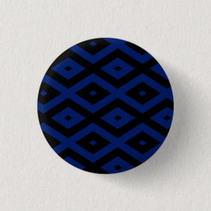 Blauw en zwart diamantpatroon ronde button 3,2 cm