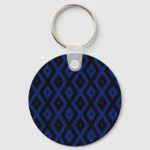 Blauw en zwart diamantpatroon sleutelhanger (Voorkant)