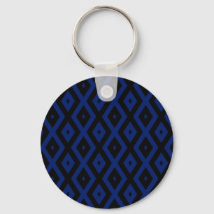 Blauw en zwart diamantpatroon sleutelhanger