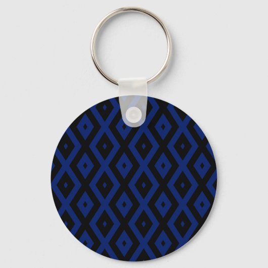 Blauw en zwart diamantpatroon sleutelhanger (Voorkant)