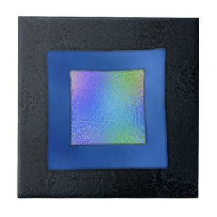 Blauw en zwart dichroïsch glas met gesmolten glasl tegeltje