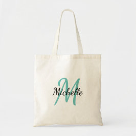 Blauw en zwart Eenvoudig monogram Klassieke rendie Tote Bag