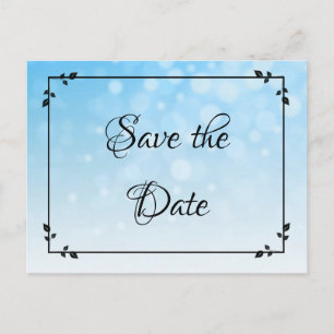 Blauw en zwart fantasierijke rand Save the Date Briefkaart