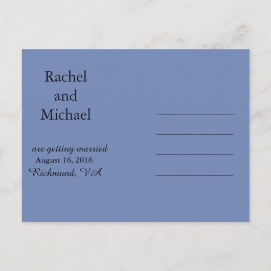 Blauw en Zwart Faux Kant Sla de datum op Aankondigingskaart (Achterkant)