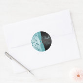 Blauw en zwart Floral Dank u Sticker (Envelop)