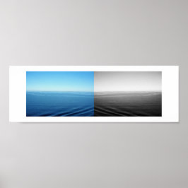 Blauw en zwart fluwelen reflectiefotografie poster