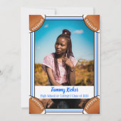 Blauw en zwart Football Afstuderen Aankondiging (Voorkant)