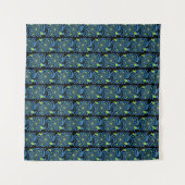 Blauw en zwart fractal patroon wandkleed (Voorkant)