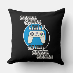 Blauw en zwart gamer Videocontroller Kussen