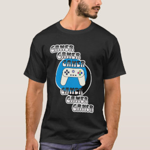 Blauw en zwart gamer   Videocontroller T-shirt
