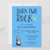 Blauw en Zwart Geboren Twee Rock Gitaar 2e Verjaar Kaart (Voorkant)