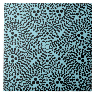 Blauw en zwart geometrisch ontworpen keramische te tegeltje